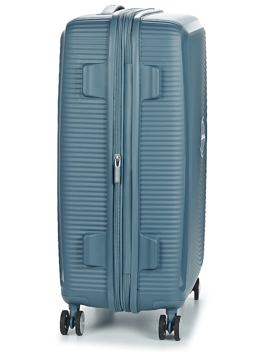 American Tourister Soundbox Spinner Expandable Μεσαία Βαλίτσα Ταξιδίου Σκληρή Μπλε με 4 Ρόδες Ύψους 67εκ.