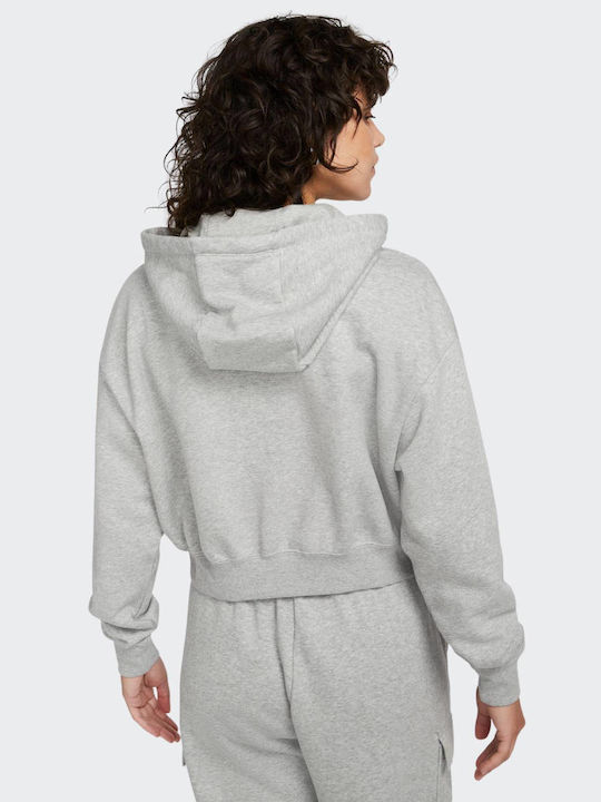 Nike Women's Cropped Hooded Fleece Sweatshirt Gray