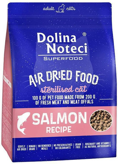 Dolina Noteci Air Dried Food Dry Food for Adult Sterilized Cats with Salmon 1kg