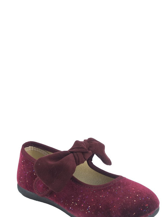 Vulladi Kids Ballerinas with Hoop & Loop Closure Burgundy