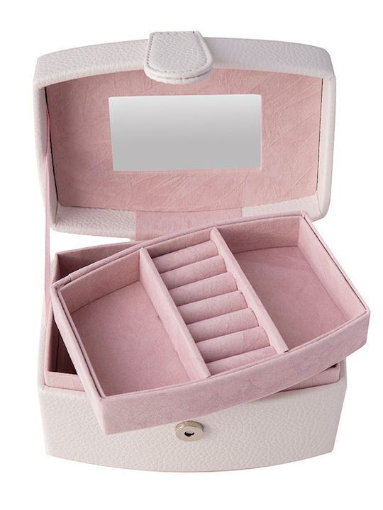 CX7218 Jewellery Box with Mirror White 15.5x9.5x9.5cm