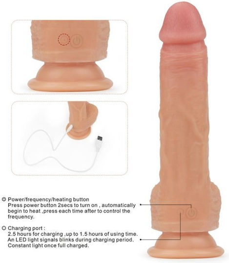 Lovetoy Nature Cock Liam Realistic Vibrator Dual Layered Silicone Rotating Cock with Vibration 21.59cm Flesh
