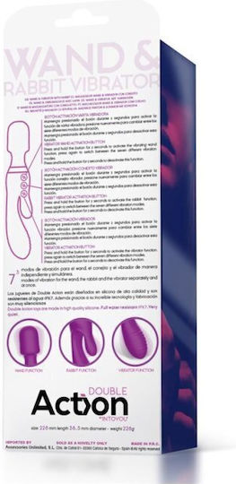 Action No 13 Wand & Vibrator with Rabbit Δονητής Rabbit 22.8cm Purple