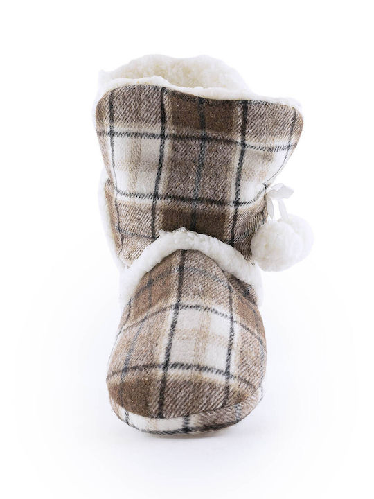 Love4shoes Closed-Back Women's Slippers with Fur In Brown Colour