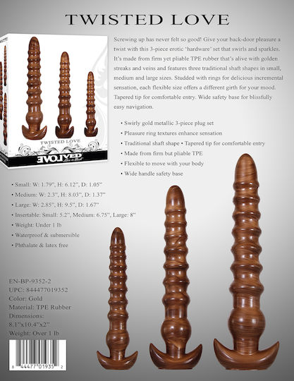 Evolved Novelties Twisted Love Anal Plugs Set Brown 3pcs