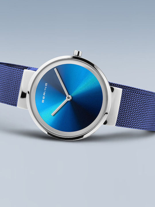 Bering Time Classic Γυναικείο Ρολόι 31mm Μπαταρίας με Μπλε Μεταλλικό Μπρασελέ