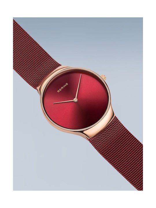 Bering Time Uhr mit Rot Metallarmband