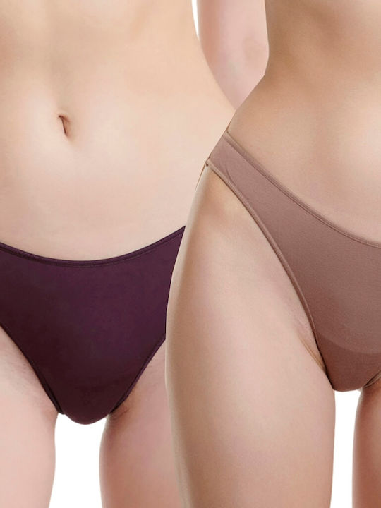Bamboo Damen Brasilien 2Pack Beige/Purple