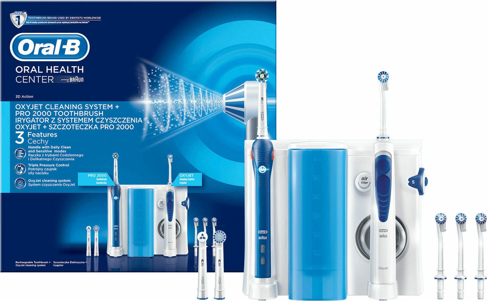 OralB Oxyjet Cleaning System & Pro 2000 Toothbrush Water Flosser
