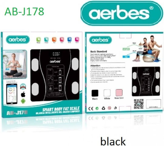 Smart Badezimmerwaage mit Körperfettmessung & Bluetooth in Schwarz Farbe AT451