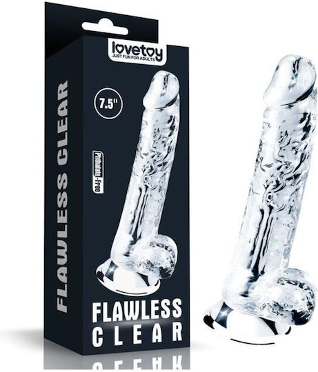 Lovetoy Flawless Realistic Dildo With Scrotum And Suction Cup Transparent 19cm