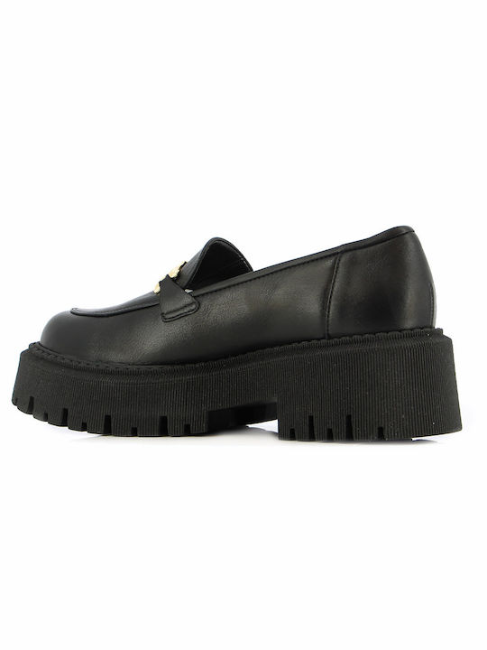 Δερμάτινα Γυναικεία Loafers σε Μαύρο Χρώμα