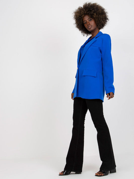 Italy Moda Women's Waisted Blazer Blue