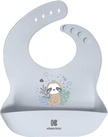 Kikka Boo Savanna Waterproof Bib Silicone with Button & Pocket Blue
