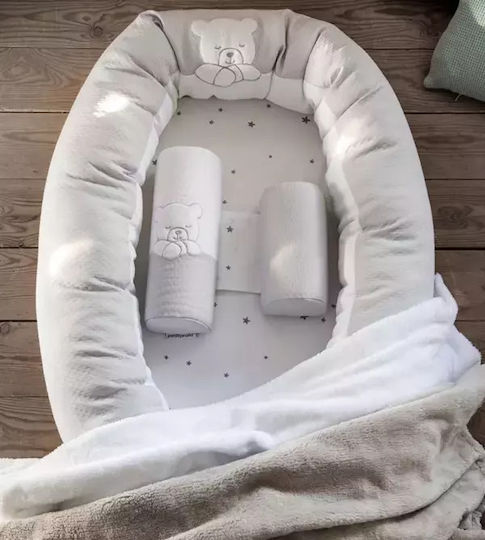Petit Praia Βρεφικό Μαξιλάρι Φωλιά Teddy Γκρι 93x50εκ.