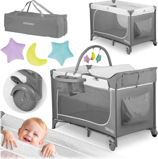Ricokids RK-241 Laufstall mit Wickeltisch & Matratze Gray 125x65cm
