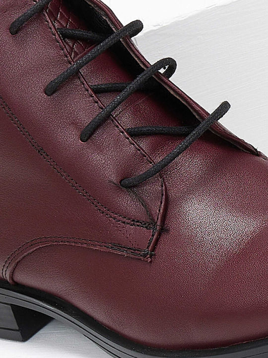 Leather Women's Ankle Boots Burgundy