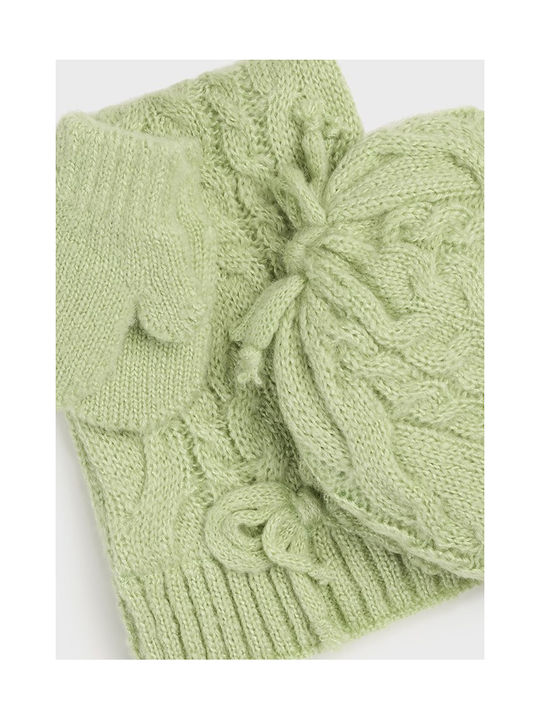 Mayoral Kids Beanie Set with Scarf & Gloves Knitted Green