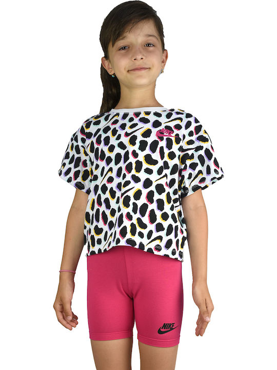 Kids' Set with Shorts Dri-Fit Summer 2pcs White AOP