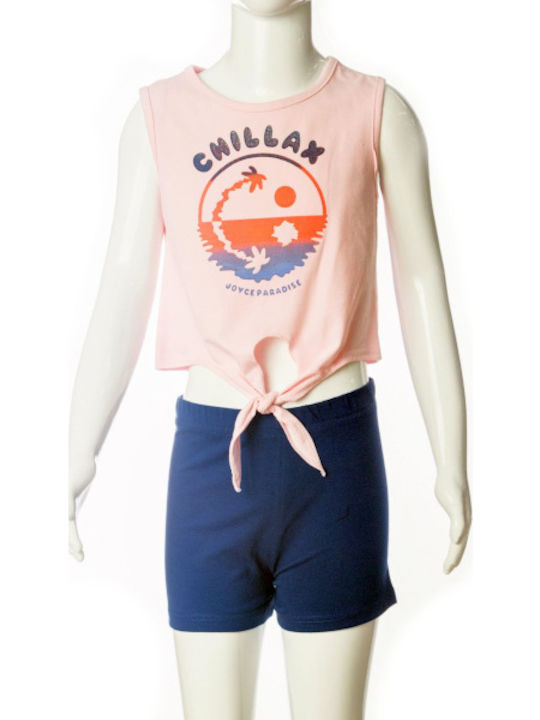 Kinder-Set mit Shorts Sommer 2Stück Pink/Black