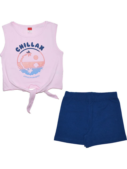 Kinder-Set mit Shorts Sommer 2Stück Pink/Black
