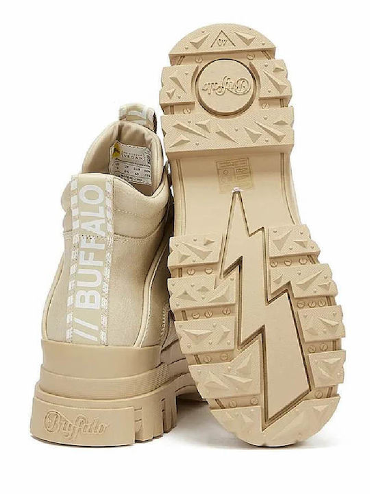 Aspha Leder Stiefeletten Damen Beige