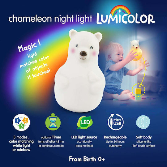 Pabobo Nachtlichter Für Das Kinderzimmer LED Bär Usb Weiß Warm Mit Sensor