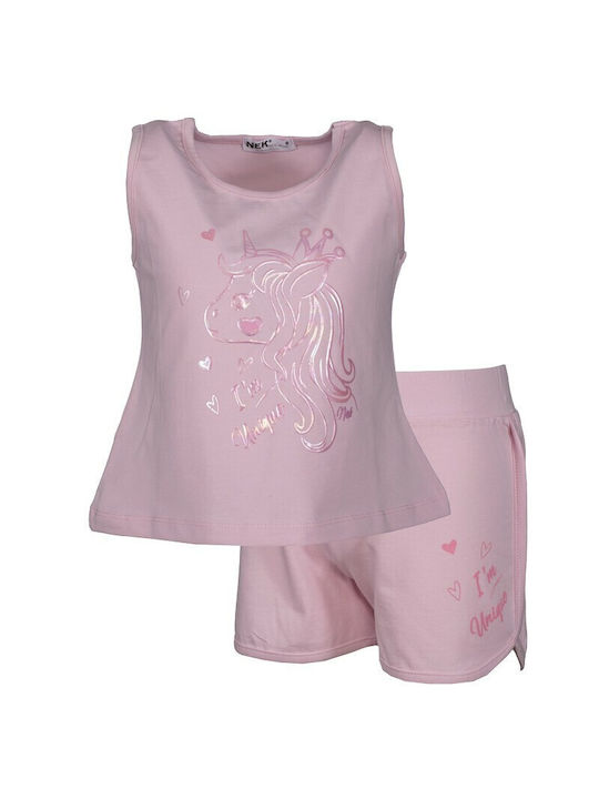 Nek Kids Wear Set pentru copii cu Șorturi Vara 2buc Roz