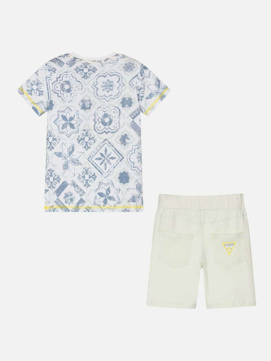 Guess Kinder Set mit Shorts Sommer 2Stück Weiß