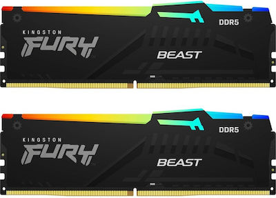 Kingston Fury Beast RGB 32GB DDR5 RAM με 2 Modules (2x16GB) και Ταχύτητα 5200 για Desktop