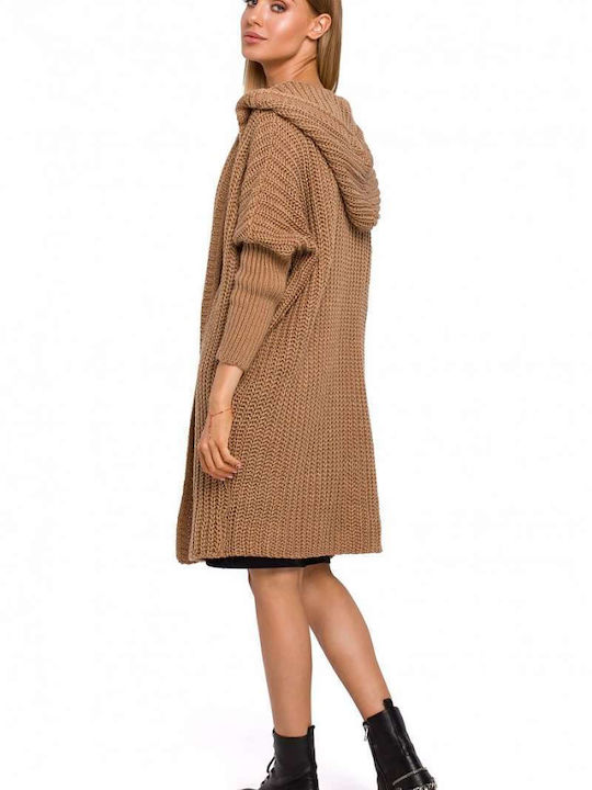 MOE Long Women's Knitted Cardigan Camel