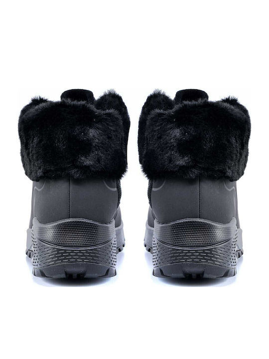 Women's Ankle Boots Platform & Fur Black