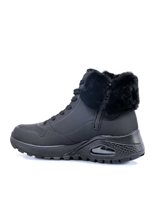 Women's Ankle Boots Platform & Fur Black