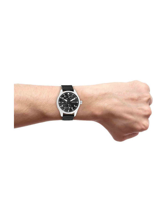 Oozoo Timepieces Uhr Chronograph Batterie mit Schwarz Lederarmband