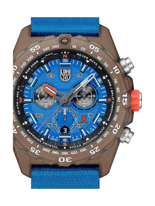 Luminox Bear Grylls Survival Uhr Chronograph Batterie mit Blau Stoffarmband