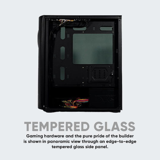 Armaggeddon Tron Holo 3 Gaming Midi Tower Κουτί Υπολογιστή με Πλαϊνό Παράθυρο και RGB Φωτισμό Μαύρο