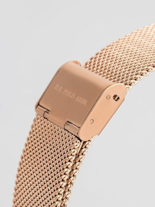 U.S. Polo Assn. Attitude Ceas Barbati 40mm Baterie cu Brățară din Metal Roz Gold