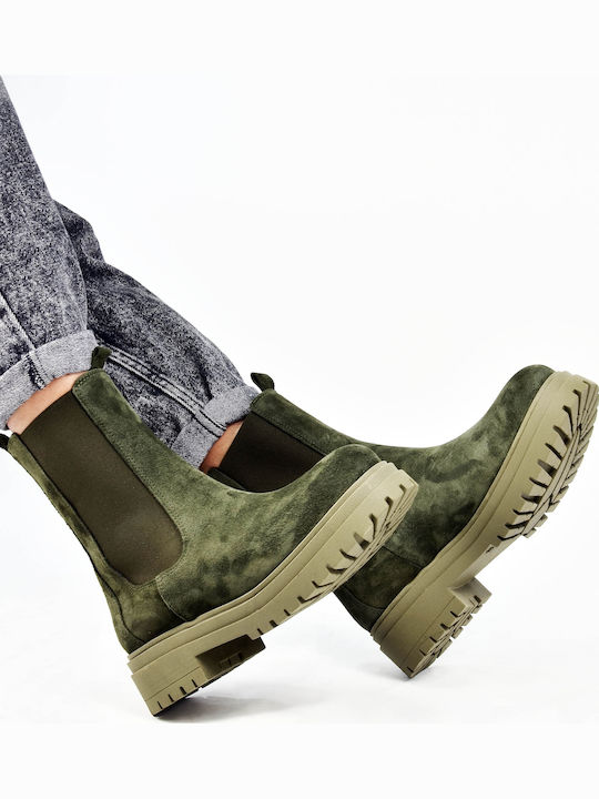 Suede Women's Chelsea Boots Khaki