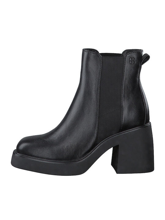 Damen Chelsea Stiefeletten mit hohem Absatz Schwarz