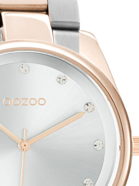 Oozoo Timepieces Γυναικείο Ρολόι 38mm Μπαταρίας με Ροζ Χρυσό Μεταλλικό Μπρασελέ