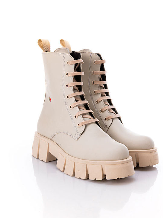 Leather Women's Ankle Boots with Medium Heel Ice