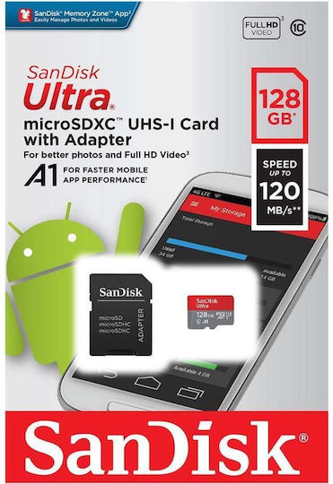 Sandisk Ultra microSDHC 128GB U1 A1 UHS-I mit Adapter