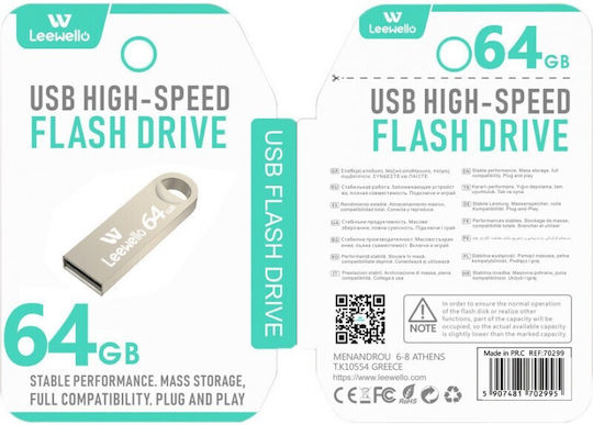 Leewello 64GB USB 3.0 Stick Silber
