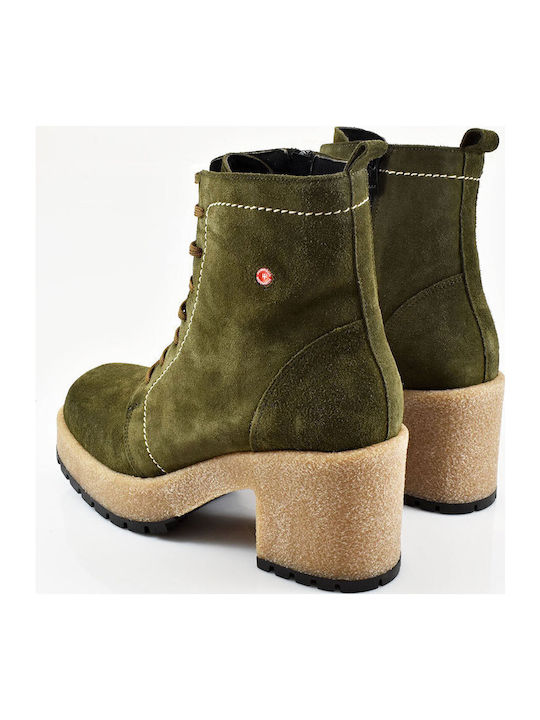 Bocanci de piele pentru femei cu platforme pentru femei cu toc kaki