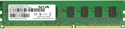 Afox 4GB DDR3 RAM με Ταχύτητα 1600 για Desktop