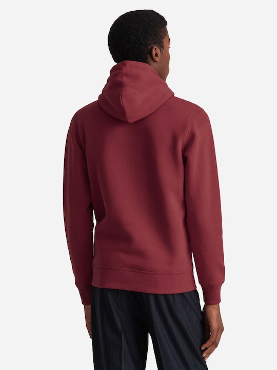 Gant Herren Sweatshirt mit Kapuze und Taschen Burgundisch