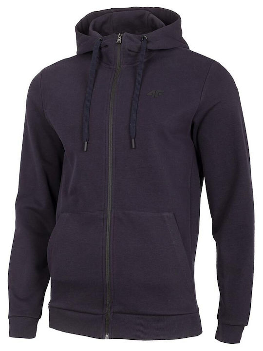 4F Men's Sweatshirt Jacket with Hood Black