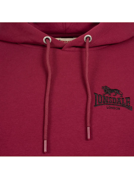 Lonsdale Talmine Men's Sweatshirt with Hood and Pockets Oxblood