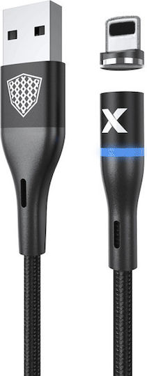 Inkax CK-97 Geflochten / Magnetisch Abnehmbar USB-A zu Lightning Kabel Schwarz 1m