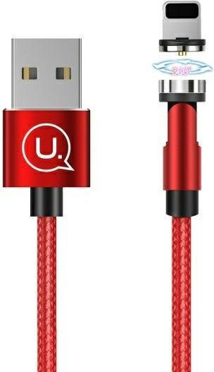 Usams SJ472 U59 Geflochten / Magnetisch Abnehmbar USB-A zu Lightning Kabel Rot 1m (SJ472USB02)